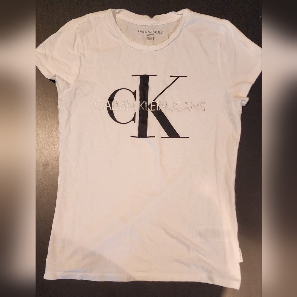 Calvin Klein White Tee with Black CK Logo